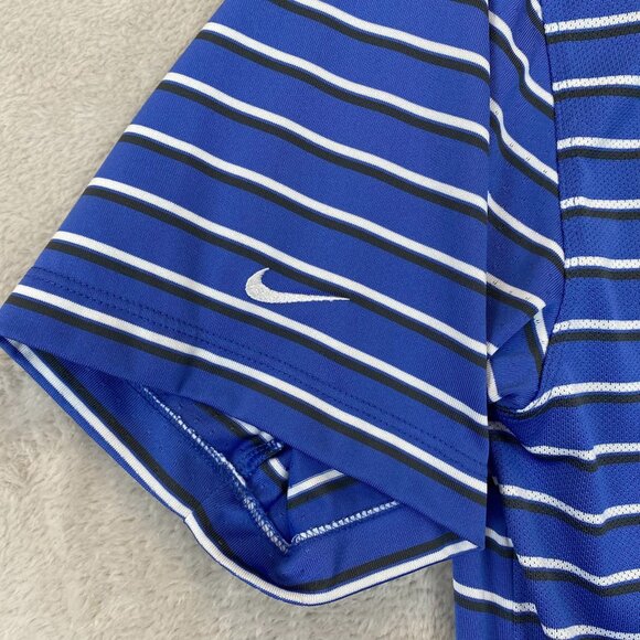 Nike Mens Golf Polo Shirt Small Striped Dri-Fit Pullover Activewear Casual Blue - Picture 9 of 12